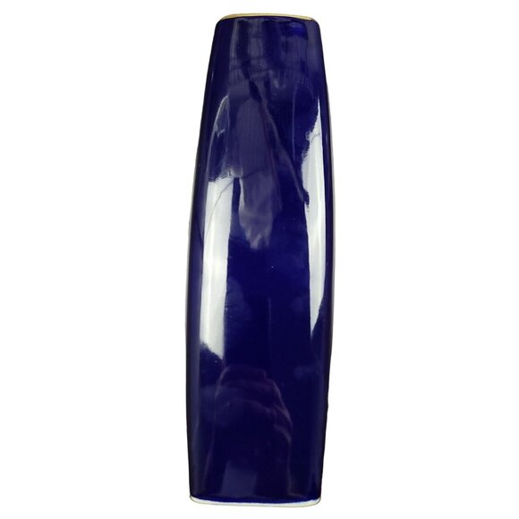 Vintage Japanese Ray Control Cobalt Blue Vase With Roosters 9.5" tall - Picture 8 of 10